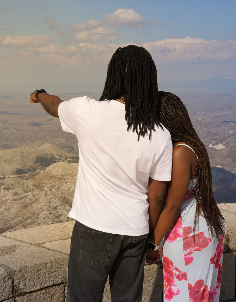 Michael and Ayomitunde looking out over the valley